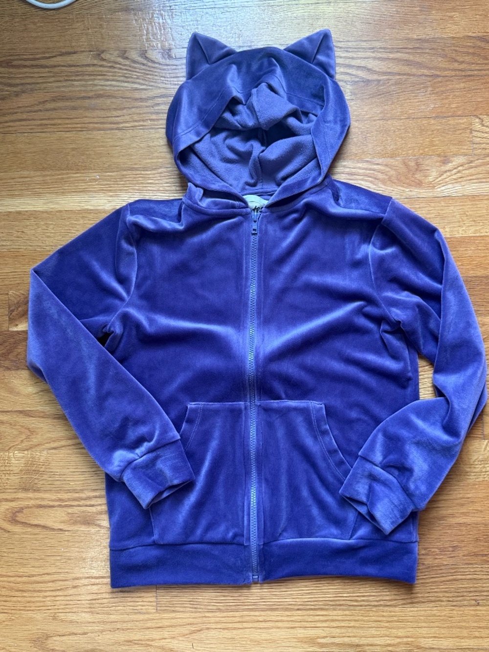 Tea Collection Girls Purple Velvet Kitty Ears Hoodie Size 14